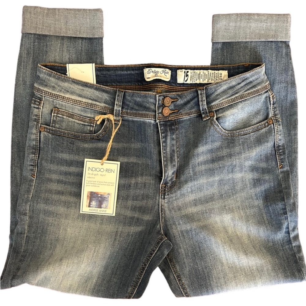 Indigo Rein Women’s Mid-rise Ankle Skinny Denim Jeans Size 15